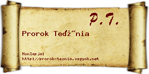 Prorok Teónia névjegykártya